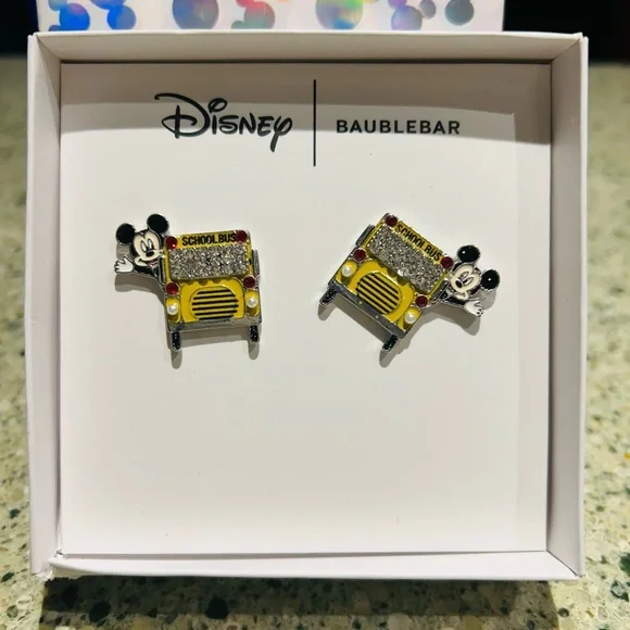 NWT-Disney x BaubleBar Mickey Mouse School Bus Stud Earrings - Picture 1 of 4
